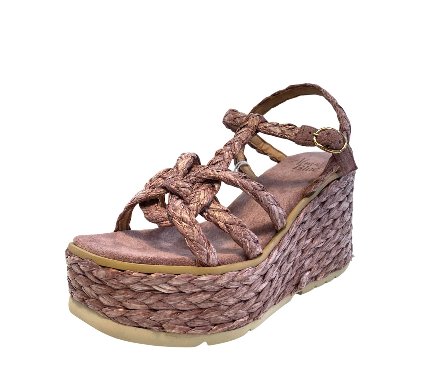 ALMA BLUE V22BL1022 purple sandalia cuña alta rafia rosa