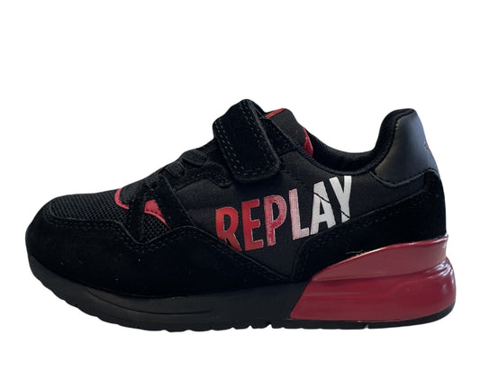 REPLAY&SONS zapatilla deportivas niño niño negro rojo logo blazen