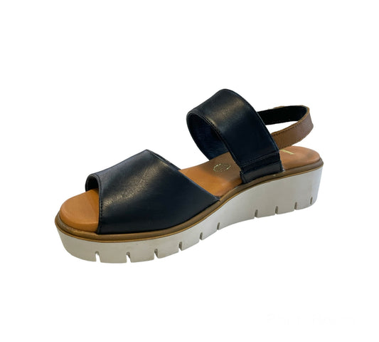 LINCE 13401 sandalia cuña confort velvet negro