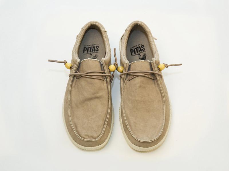 WALK IN PITAS wp150 wally zapato cordón algodón hombre ultra ligero beige
