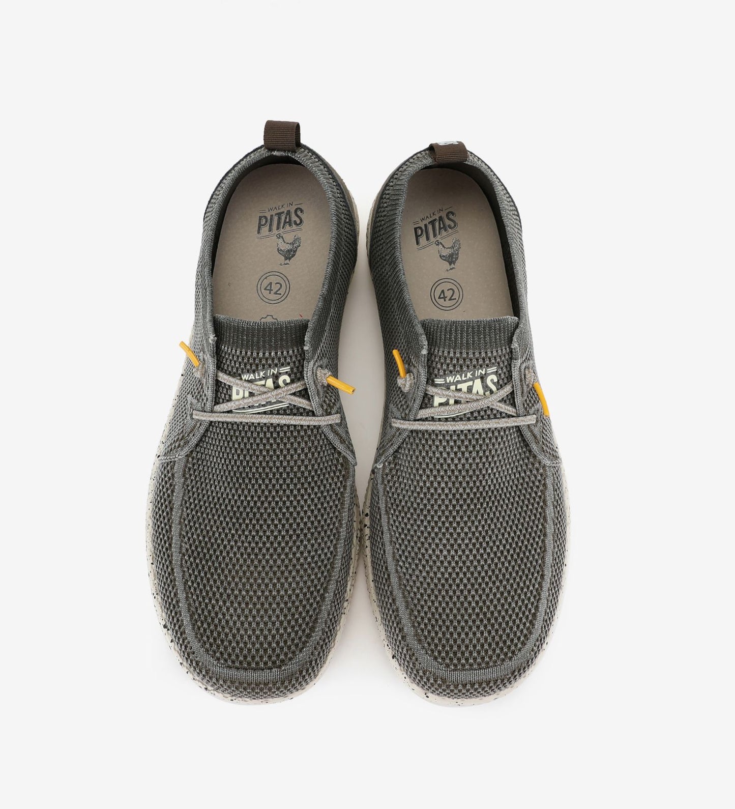 WALK IN PITAS wp150-fly  washed wallabi zapato cordón de algodón ultra ligero kakhi