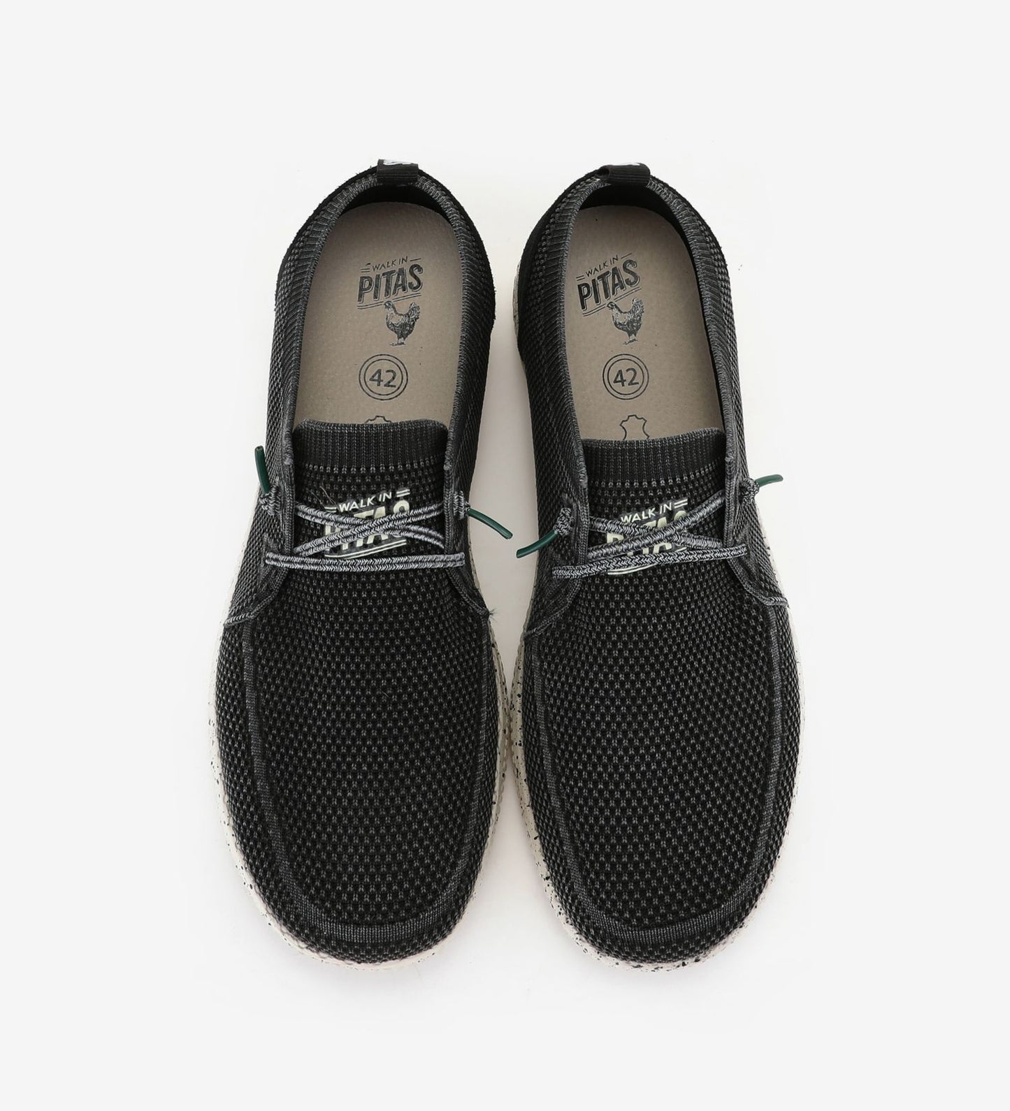 WALK IN PITAS wp150-fly  washed wallabi zapato cordón de algodón ultra ligero negro