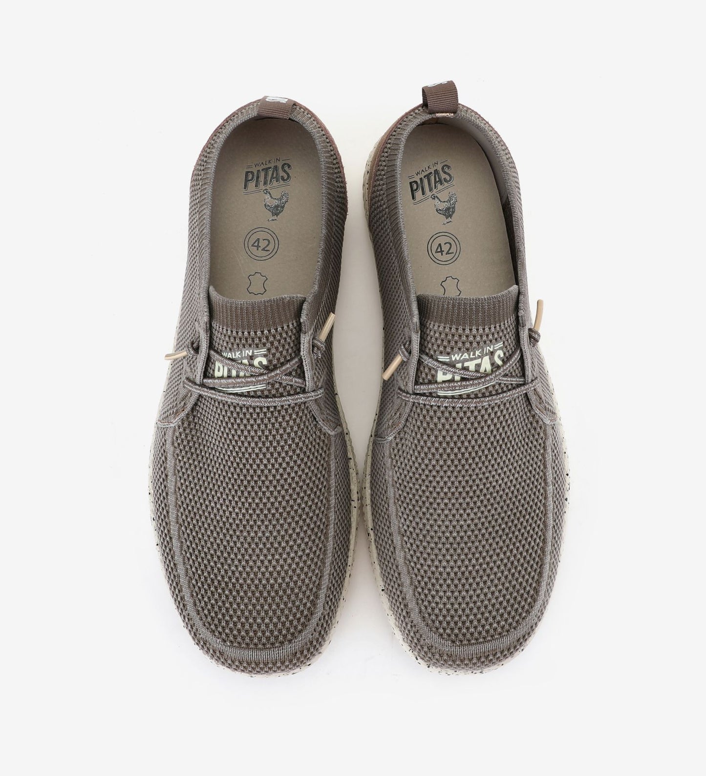WALK IN PITAS wp150-fly  washed wallabi zapato cordón de algodón ultra ligero taupe